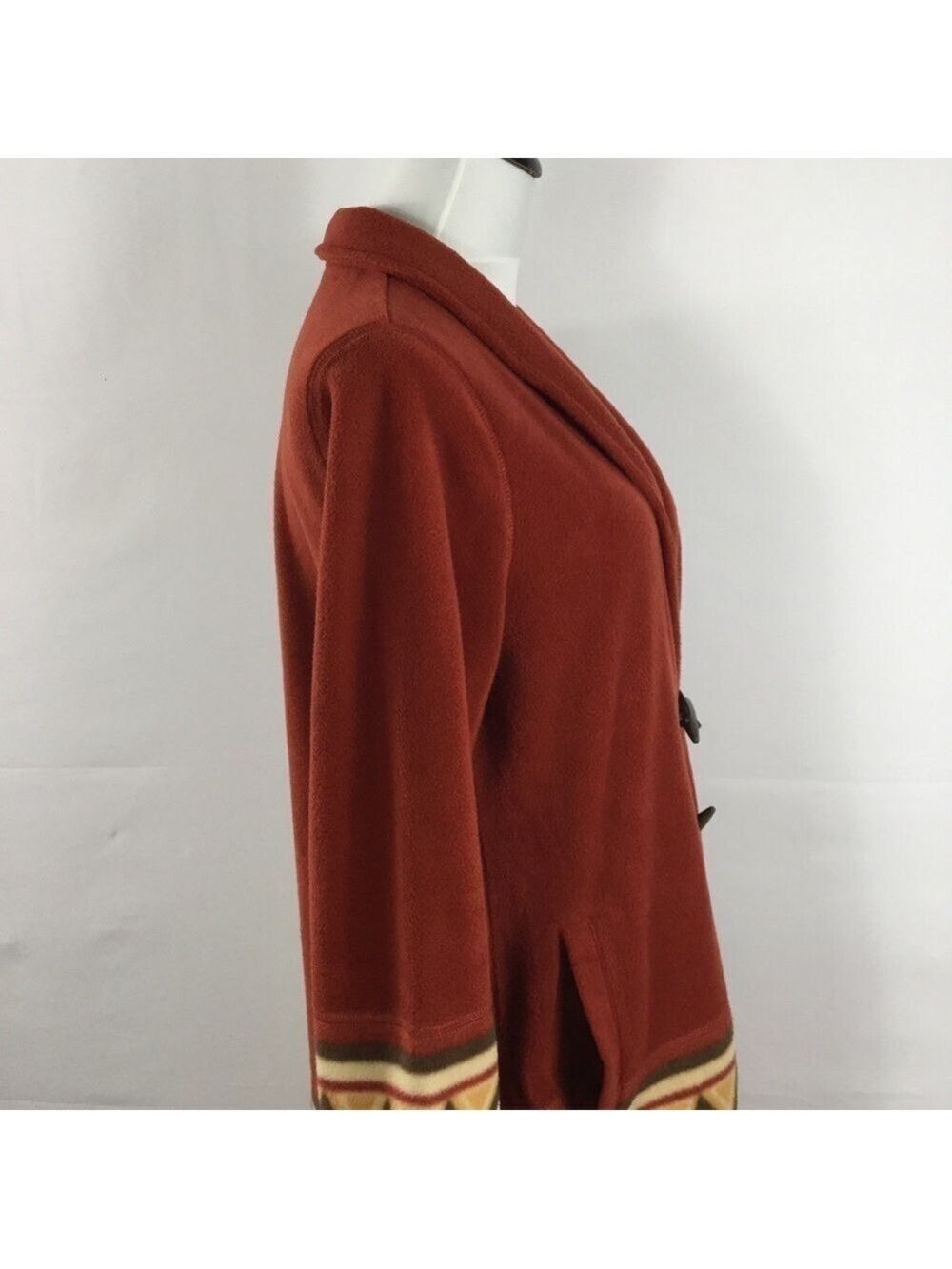 Koret Fringe Fleece Southwestern Toggle Button Longline Duster Jacket Size PS - Picture 13 of 15